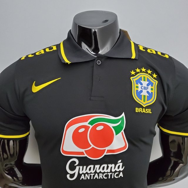 Camisa Brasil Polo 2022/2023 Todos os Patrocínios – Preta – KS