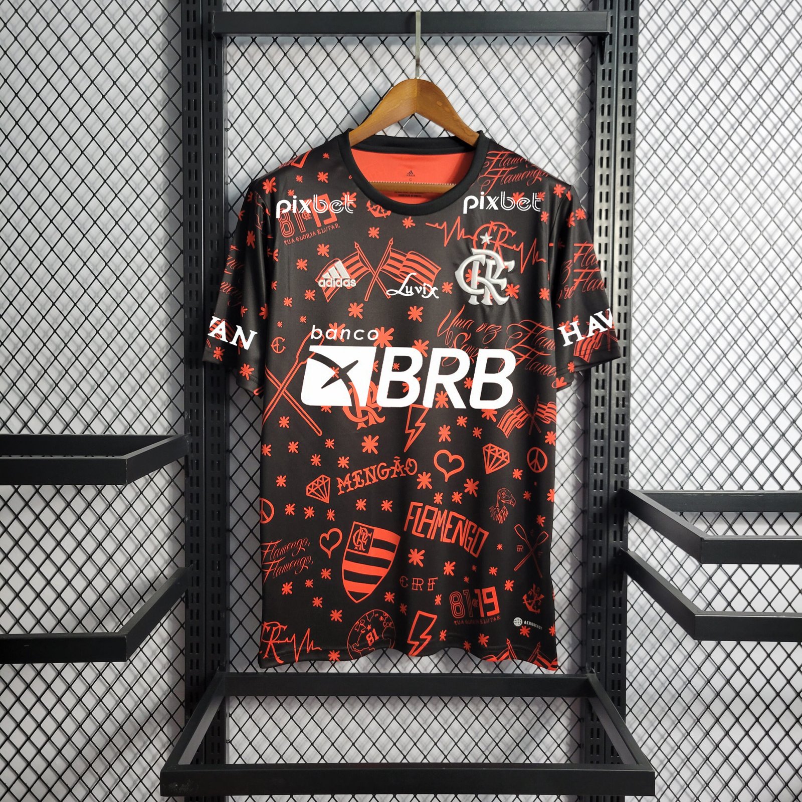 Camiseta Pré Jogo Flamengo 2022 2023 Masculina Torcedor Fan Preta