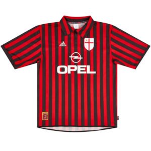 Camisa AC Milan Vermelha e Preta Home 1999/2000 – Versão Retrô