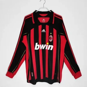 Camisa I do AC Milan Preta/Vermelha Home 2006/2007 – Versão Retrô - Manga Longa