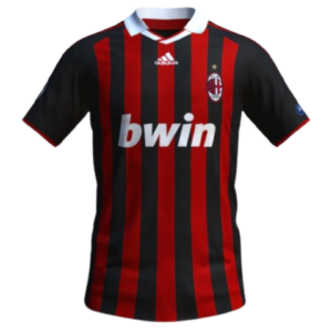 Camisa I do AC Milan Preta/Vermelha Home 2009/2010 – Versão Retrô