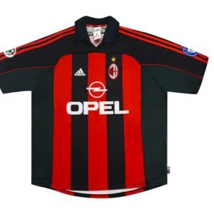 Camisa AC Milan Preta/Vermelha Home 1998/1999 – Versão Retrô