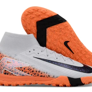 Chuteira Society NIke Mercurial Superfly 10 Air Zoom Ultra Pro TF - Branca/Preta/Laranja