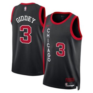 Regata NBA Chicago Bulls City Edition Josh Giddey 3 - Preta