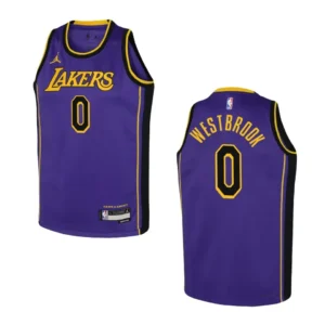 Regata NBA Los Angeles Lakers Jordan 2022-23 Statement Edition Russell Westbrook 0 – Roxa