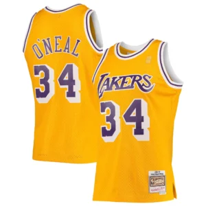 Regata NBA Los Angeles Lakers Mitchell & Ness 1998/99 Hardwood Classics Shaquille O'Neal 34 - Amarela