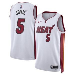 Regata NBA Miami Heat Association Edition Swingman Nikola Jovic 5 - Branca