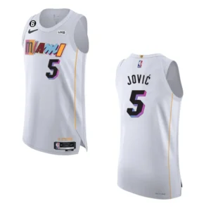 Regata NBA Miami Heat City Edition Authentic 2022/23 Nikola Jovic 5 - Branca