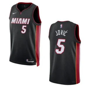 Regata NBA Miami Heat Ícon Edition Swingman 2022/23 Nikola Jovic 5 - Preta