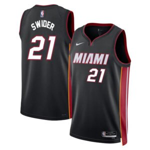 Regata NBA Miami Heat Ícon Edition Swingman Cole Swider 21 - Preta