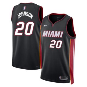 Regata NBA Miami Heat Ícon Edition Swingman Keshad Johnson 20 - Preta
