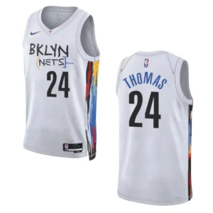 Regata NBA Brooklyn Nets City Edition 2022/23 Cam Thomas 24 - Branca