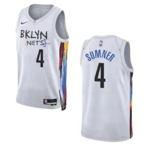 Regata NBA Brooklyn Nets City Edition 2022/23 Edmond Sumner 4 - Branca