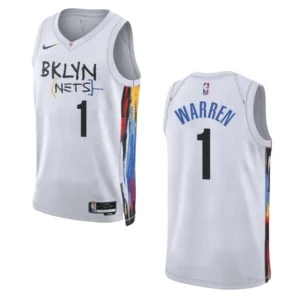Regata NBA Brooklyn Nets City Edition 2022/23 TJ Warren 1 - Branca