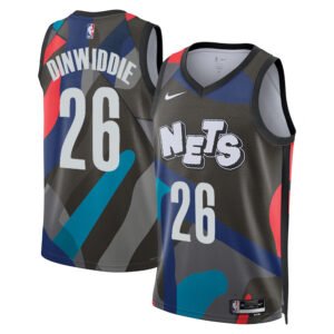 Regata NBA Brooklyn Nets City Edition 2023/24 Spencer Dinwiddie 26 - Preta