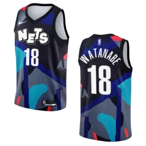 Regata NBA Brooklyn Nets City Edition 2023/24 Yuta Watanabe 18 - Preta