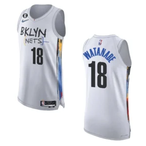 Regata NBA Brooklyn Nets City Edition Authentic 2022/23 Yuta Watanabe 18 - Branca