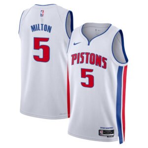 Regata NBA Detroit Pistons Association Edition Shake Milton 5 - Branca