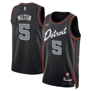 Regata NBA Detroit Pistons City Edition Shake Milton 5 - Preta