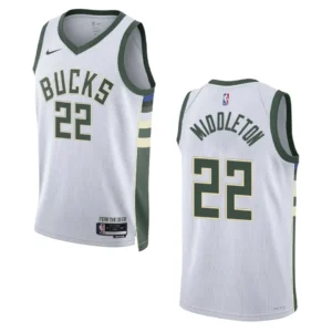 Regata NBA Milwaukee Bucks Association Edition 2022/23 Khris Middleton 22 - Branca