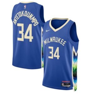 Regata NBA Milwaukee Bucks City Edition 2022/23 Giannis Antetokounmpo 34 - Azul