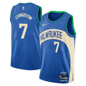 Regata NBA Milwaukee Bucks City Edition 2023/24 Chris Livingston 7 - Azul
