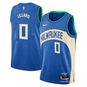 Regata NBA Milwaukee Bucks City Edition 2023/24 Damian Lillard 0 - Azul