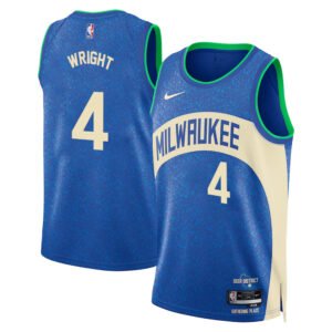 Regata NBA Milwaukee Bucks City Edition 2023/24 Delon Wright  4 - Azul