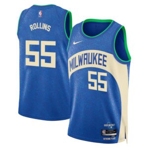 Regata NBA Milwaukee Bucks City Edition 2023/24 Ryan Rollins 55 - Azul