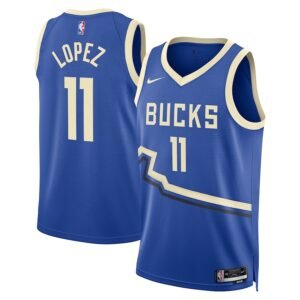 Regata NBA Milwaukee Bucks City Edition Brook Lopez 11 - Azul