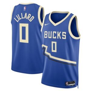 Regata NBA Milwaukee Bucks City Edition Damian Lillard 0 - Azul