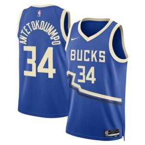 Regata NBA Milwaukee Bucks City Edition Giannis Antetokounmpo 34 - Azul