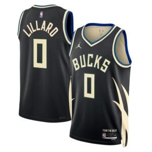 Regata NBA Milwaukee Bucks Statement Edition Damian Lillard 0 - Preta