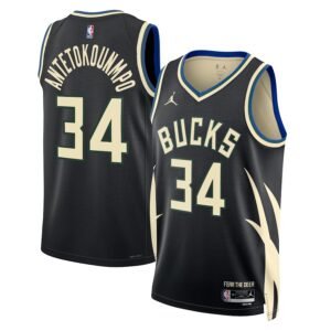 Regata NBA Milwaukee Bucks Statement Edition Giannis Antetokounmpo 34 - Preta
