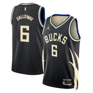 Regata NBA Milwaukee Bucks Statement Edition Jaylin Galloway 6 - Preta