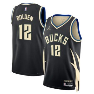 Regata NBA Milwaukee Bucks Statement Edition Marques Bolden 12 - Preta