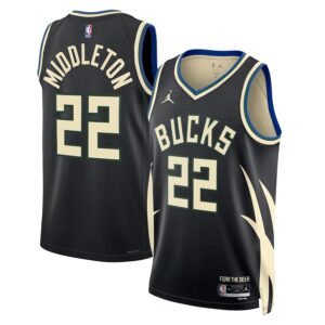 Regata NBA Milwaukee Bucks Statement Edition Middleton 22 - Preta