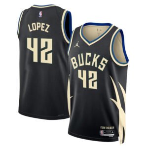 Regata NBA Milwaukee Bucks Statement Edition Robin Lopez 42 - Preta