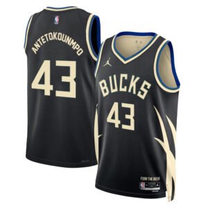 Regata NBA Milwaukee Bucks Statement Edition Thanasis Antetokounmpo 43 - Preta