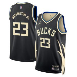 Regata NBA Milwaukee Bucks Statement Edition TyTy Washington Jr. 23 - Preta