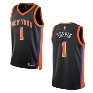 Regata NBA New York Knicks City Edition 2023 Obi Toppin 1 - Preta