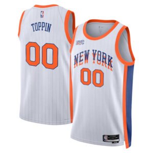 Regata NBA New York Knicks City Edition Jacob Toppin 00 - Branca