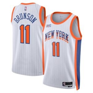 Regata NBA New York Knicks City Edition Jalen Brunson 11 - Branca