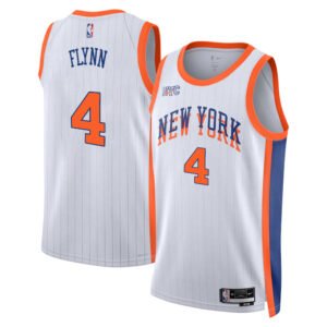 Regata NBA New York Knicks City Edition Malachi Flynn 4 - Branca