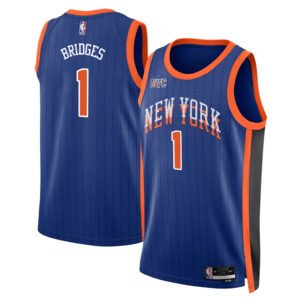 Regata NBA New York Knicks City Edition Mikal Bridges 1 - Azul
