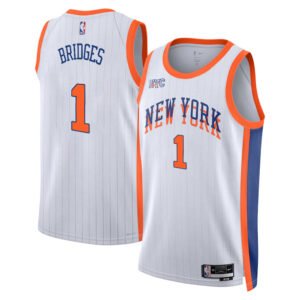 Regata NBA New York Knicks City Edition Mikal Bridges 1 - Branca