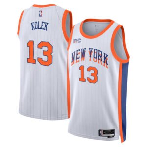 Regata NBA New York Knicks City Edition Tyler Kolek 13 - Branca