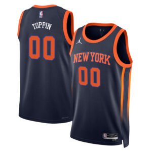 Regata NBA New York Knicks Statement Edition Jacob Toppin 00 - Preta