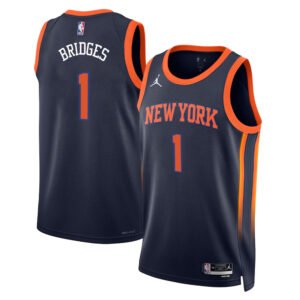 Regata NBA New York Knicks Statement Edition Mikal Bridges 1 - Preta