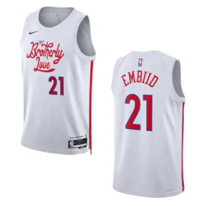 Regata NBA Philadelphia 76ers City Edition 2023 Joel Embiid 21 - Branca